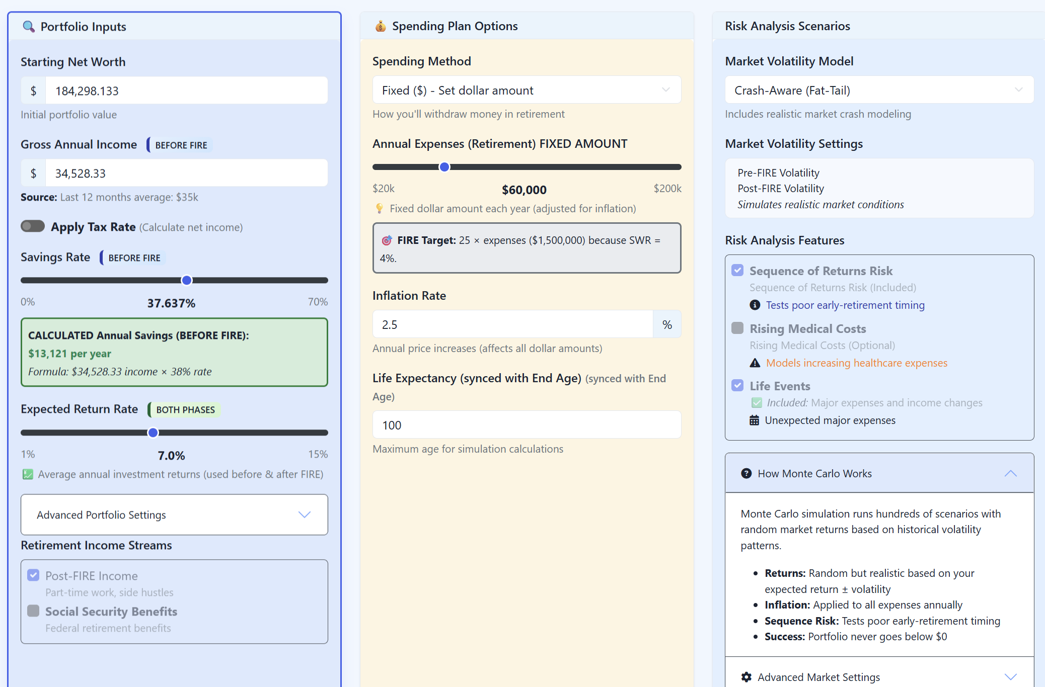 SavePoint FIRE Monte Carlo